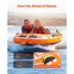 Vedettävä vesirengas 1–2 hengelle PVC-sisärengas nylonpäällinen pehmustetut kahvat D-muotoinen profiili