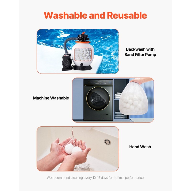 Uima-altaan suodatinpallot 100% polyesterikuitu 50 mm 1,56 kg pesupussilla