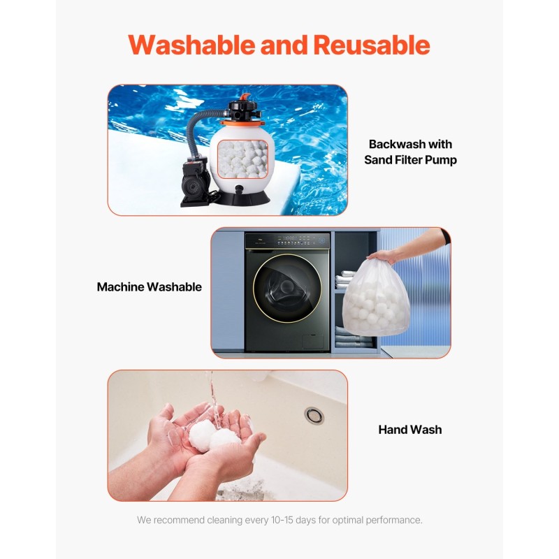 Suodatinpallot 100% polyesterikuitua 50 mm pesupussilla uima-altaisiin akvaarioihin