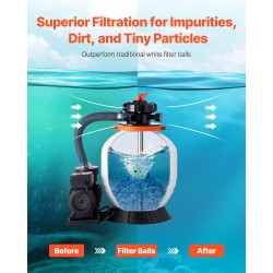 Suodatinpallot 100-prosenttista sinistä polyesterikuitua halkaisija 50 mm 1,42 kg uima-altaalle ja akvaarioille