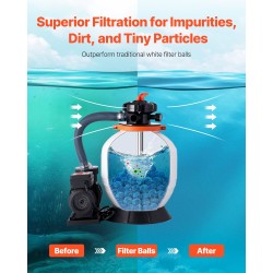 Suodatinpallot hiekkasuodattimiin 100-prosenttinen sininen polyesterikuitu 50 mm 1,8 kg