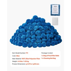 Suodatinpallot hiekkasuodattimiin 100-prosenttinen sininen polyesterikuitu 50 mm 1,8 kg