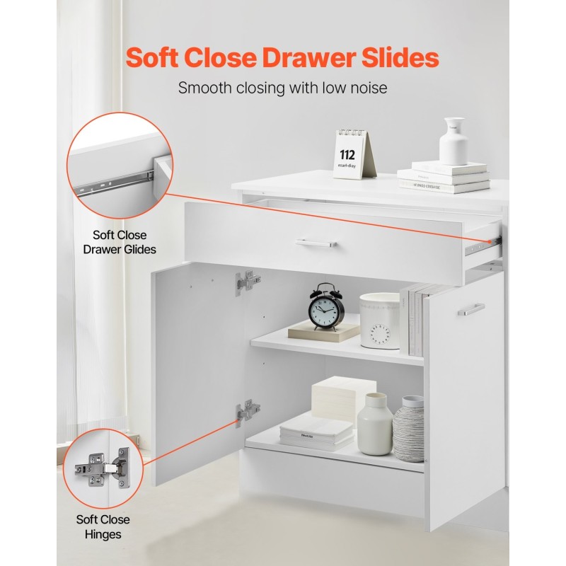 Alakaappi valkoinen puu shaker-tyylinen 1 laatikko 2 ovea monikäyttöinen