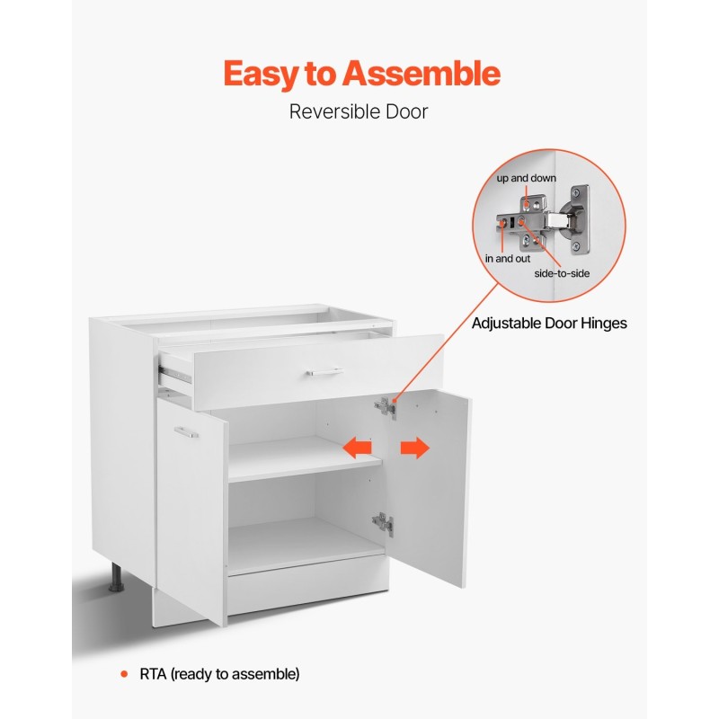 Alakaappi valkoinen puu shaker-tyylinen 1 laatikko 2 ovea monikäyttöinen