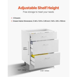 Alakaappi valkoinen puu kolme laatikkoa pehmeästi sulkeutuvilla kiskoilla