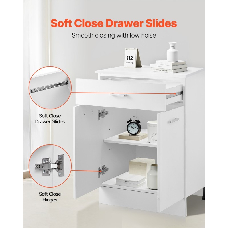 Jalkakaappi valkoinen shaker-tyylinen puumateriaali 1 laatikko 2 ovea 600×477×816 mm