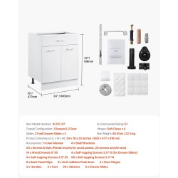 Jalkakaappi valkoinen shaker-tyylinen puumateriaali 1 laatikko 2 ovea 600×477×816 mm