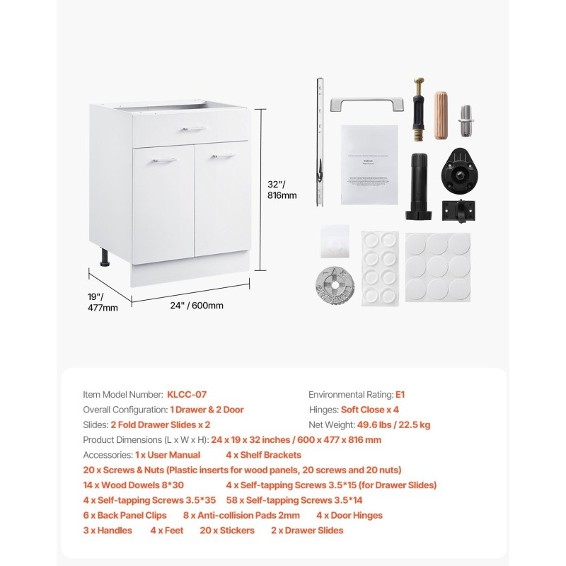 Jalkakaappi valkoinen shaker-tyylinen puumateriaali 1 laatikko 2 ovea 600×477×816 mm