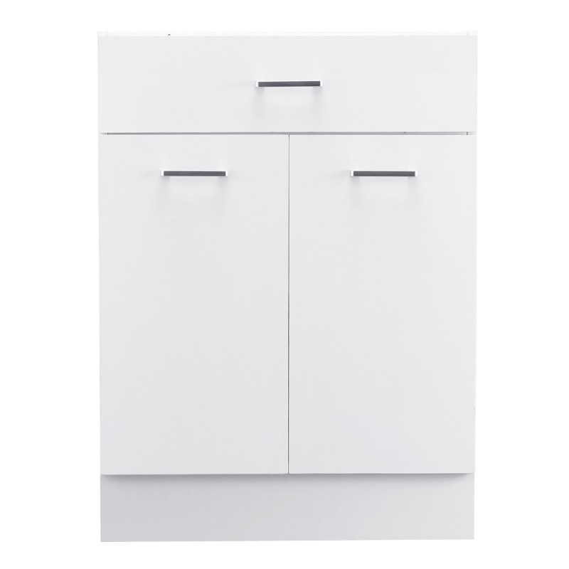 Jalkakaappi valkoinen shaker-tyylinen puumateriaali 1 laatikko 2 ovea 600×477×816 mm