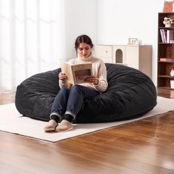 Säkkituoli hollantilaisella samettipäällisellä suuri musta korkeatiheyksinen vaahtotäyte aikuisille