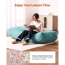 Säkkituoli suuri irrotettavalla pestävällä plyysipäällisellä sininen korkeatiheyksinen vaahtotäyte