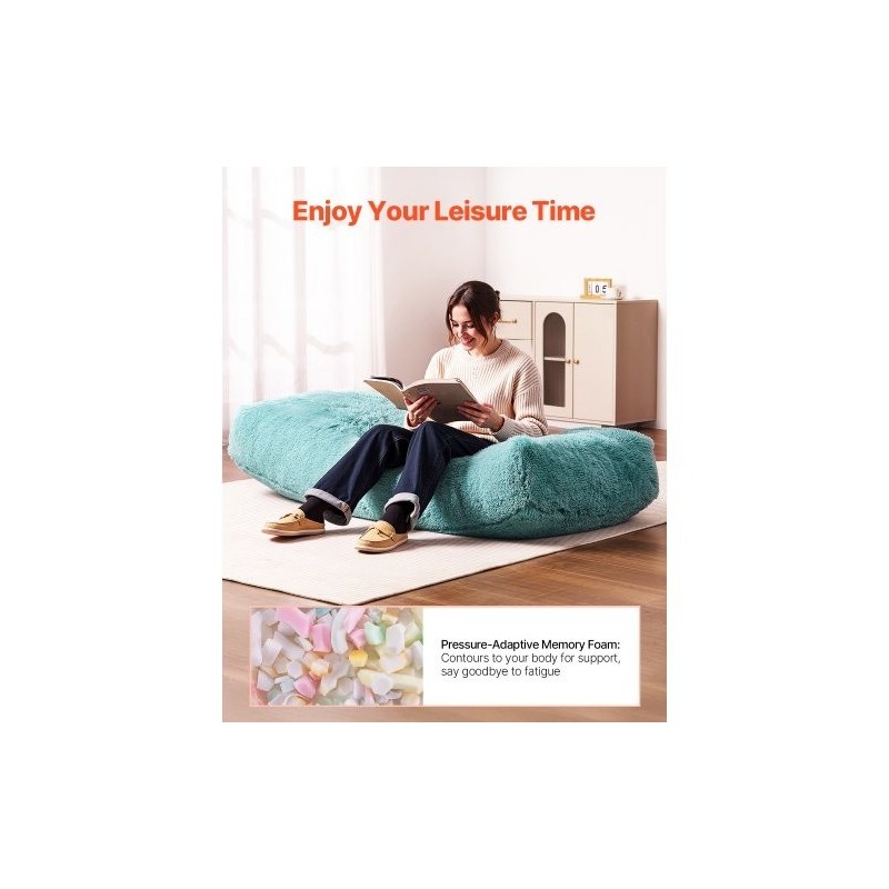 Säkkituoli suuri irrotettavalla pestävällä plyysipäällisellä sininen korkeatiheyksinen vaahtotäyte