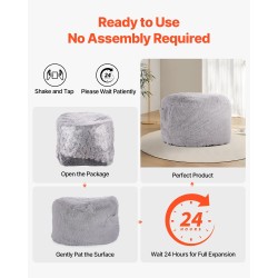 Muuntautuva säkkituoluvuode plyyssipäällisellä vaahtotäytteellä irrotettavalla pestävällä päällisellä harmaa