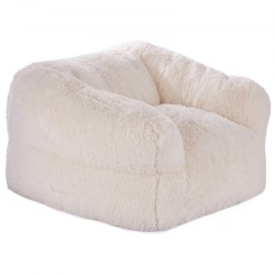 Säkkituoli pörröinen beige vaahtotäytteellä aikuisille selkänoja käsinojat