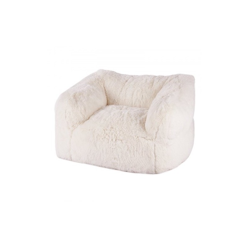 Säkkituoli pörröinen beige vaahtotäytteellä aikuisille selkänoja käsinojat