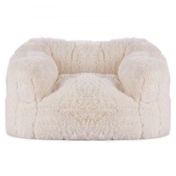 Säkkituoli pörröinen beige vaahtotäytteellä aikuisille selkänoja käsinojat