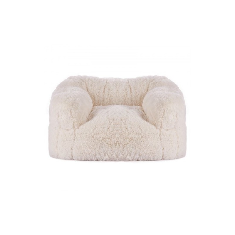 Säkkituoli pörröinen beige vaahtotäytteellä aikuisille selkänoja käsinojat