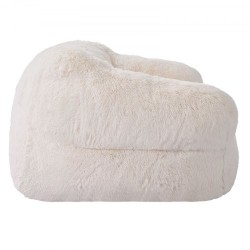 Säkkituoli korkeaselkäinen plyysipäällinen käsinojilla aikuisille korkeatiheyksinen vaahtotäyte beige