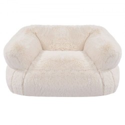 Säkkituoli korkeaselkäinen plyysipäällinen käsinojilla aikuisille korkeatiheyksinen vaahtotäyte beige