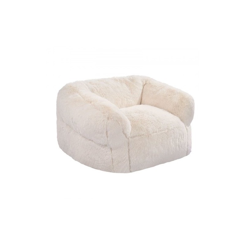 Säkkituoli korkeaselkäinen plyysipäällinen käsinojilla aikuisille korkeatiheyksinen vaahtotäyte beige