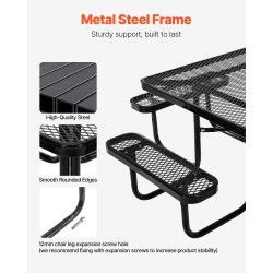 Teräsrunkoinen neliöpuutarhapöytä ja neljän penkin setti 116 kertaa 116 senttimetriä