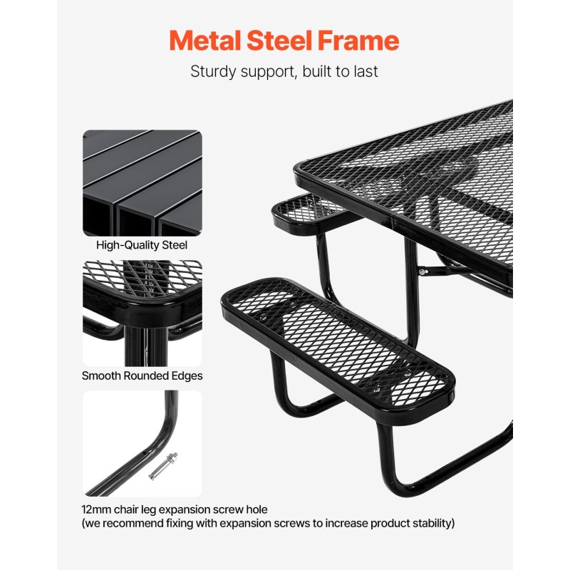 Teräsrunkoinen neliöpuutarhapöytä ja neljän penkin setti 116 kertaa 116 senttimetriä