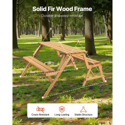 Ulkopöytä ja penkkisetti kuusipuusta taittuva rakenne aurinkovarjon reiällä