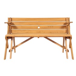 Ulkopöytä ja penkkisetti kuusipuusta taittuva rakenne aurinkovarjon reiällä