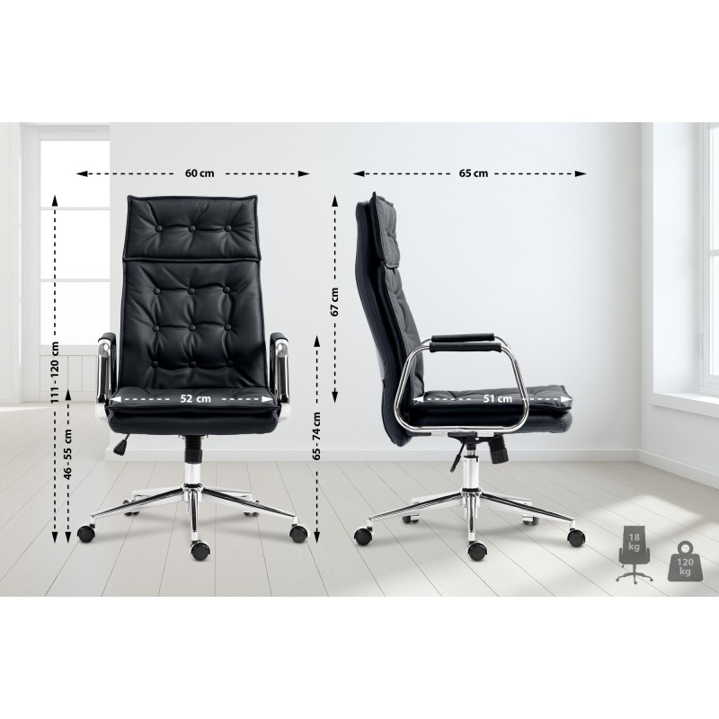 Tyylikäs nahkainen toimistotuoli säädettävällä korkeudella ja keinumekanismilla