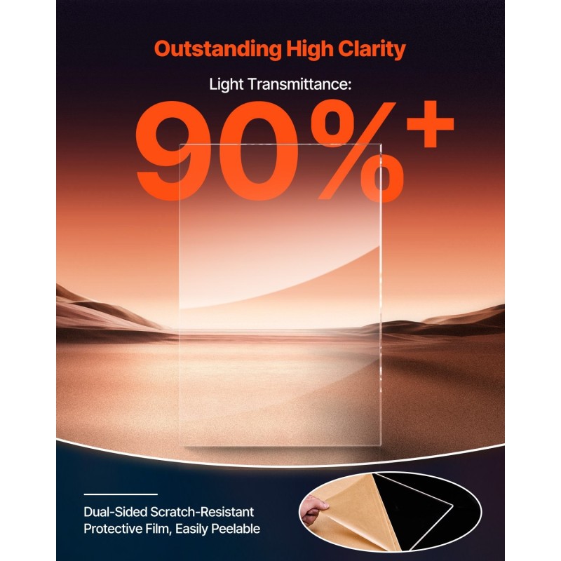 Akryylilevy läpinäkyvä 6 mm 610 x 914 mm 2 kpl kuvakehysten lasiksi