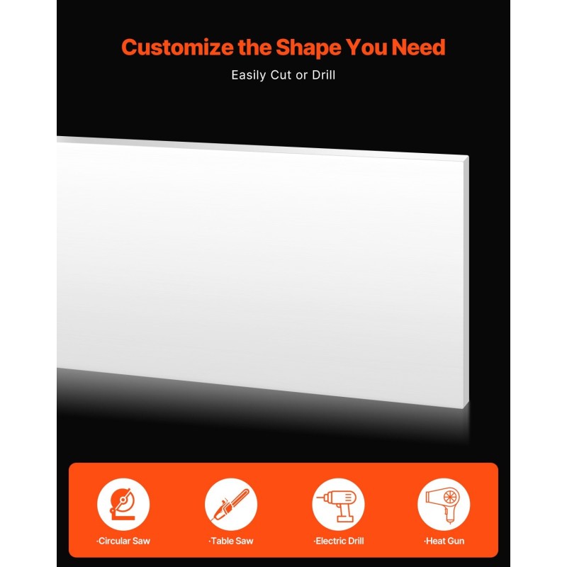 HDPE-muovilevy 13 mm 610 x 1219 mm valkoinen 1 kpl