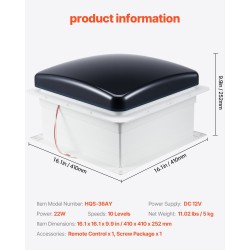 Kattotuuletin matkailuautoon kaksitoistavolttinen neljätoista tuuman aukkoon sateentunnistimella kaukosäätimellä kymmenellä