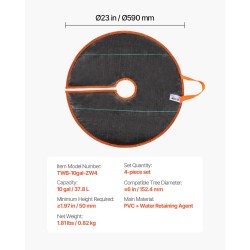 Itsekasteleva kastelurengas puuille PVC-materiaali 4 kpl 37,8 l