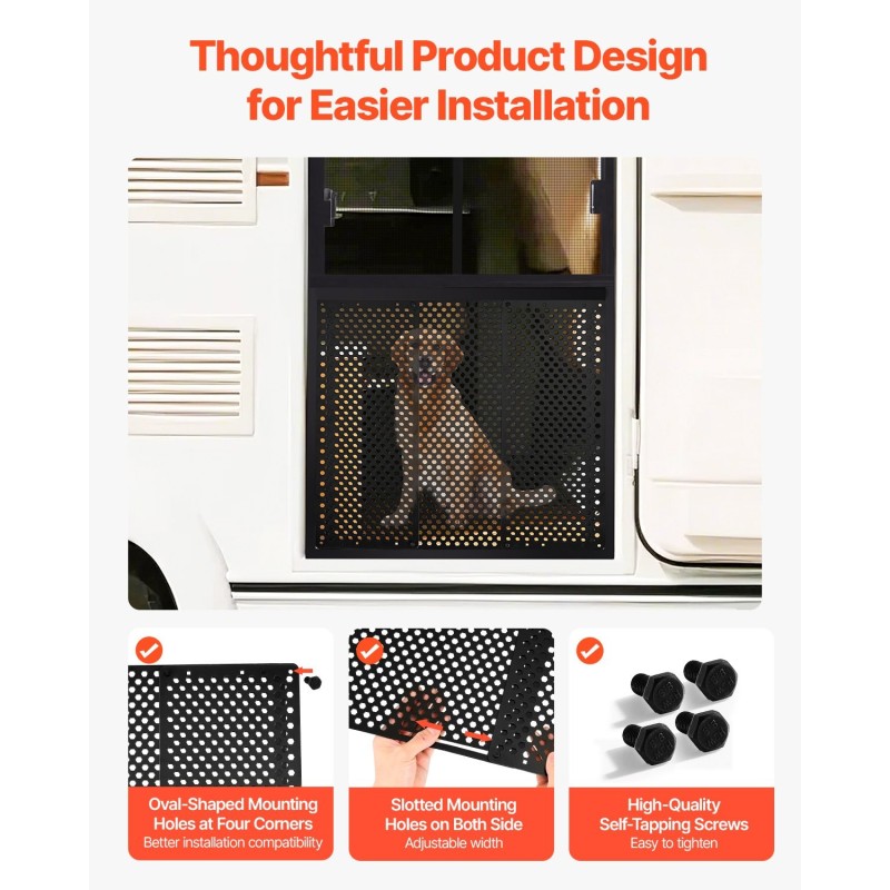 Säädettävä rautaritilä matkailuauton oveen 558–800 mm musta lemmikkiystävällinen