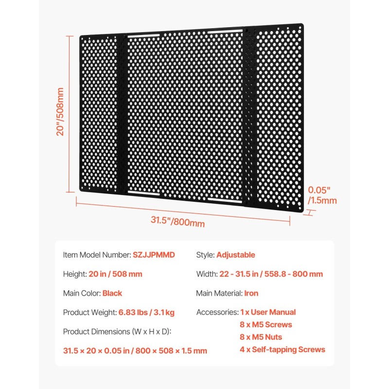 Säädettävä rautaritilä matkailuauton oveen 558–800 mm musta lemmikkiystävällinen