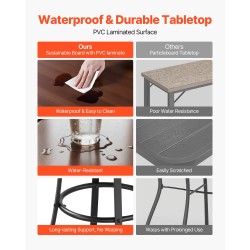 Pyöreä baaripöytä teräsrunko PVC-laminoitu 60 cm pöytätaso 101 cm korkea musta