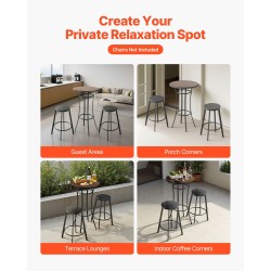 Pyöreä baaripöytä teräsrunko PVC-laminoitu 60 cm pöytätaso 101 cm korkea musta