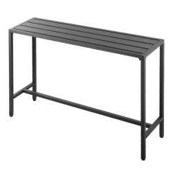 Ulkobaaripöytä teräsrunko kapea vedenkestävä pöytätaso musta 1400x375x980 mm