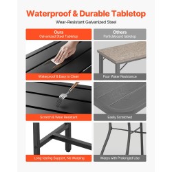 Baaripöytä teräsrunko vesitiivis kansi 1200 x 375 mm musta sisä- ja ulkokäyttöön