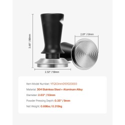 Espressotamperi jousikuormitteinen 51 mm 304 ruostumaton teräs ergonominen kahva