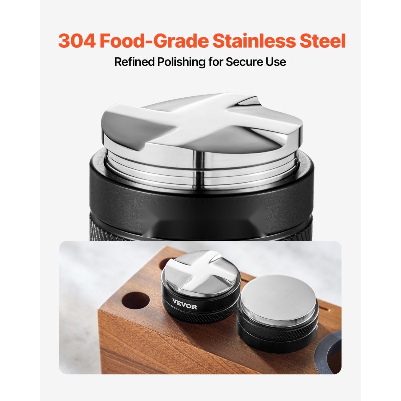 Espressotamperi ja kahvijauheen tasaaja 51 mm 304-ruostumaton teräs säädettävä korkeus