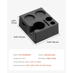 Espresson tamppausasema musta muovi 51–58 mm kahvakahvoille seitsemänpaikkainen säilytys silikonijaloilla