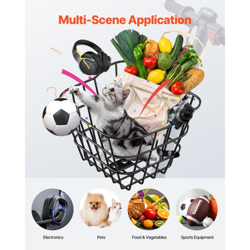 Etukori teräksestä 245x215x180 mm 9 kg kantavuus sähköskoottereille ja polkupyörille