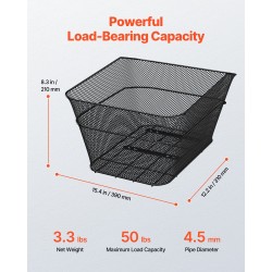 Metallinen polkupyörän takakori 22 kg kantavuudella vesitiivis suojapeite