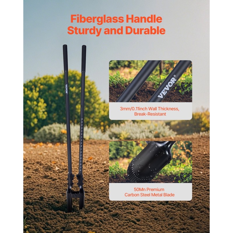 Kuoppaporakone käsikäyttöinen lasikuituvarsi 145 mm halkaisija 1460 mm 50Mn hiiliteräs