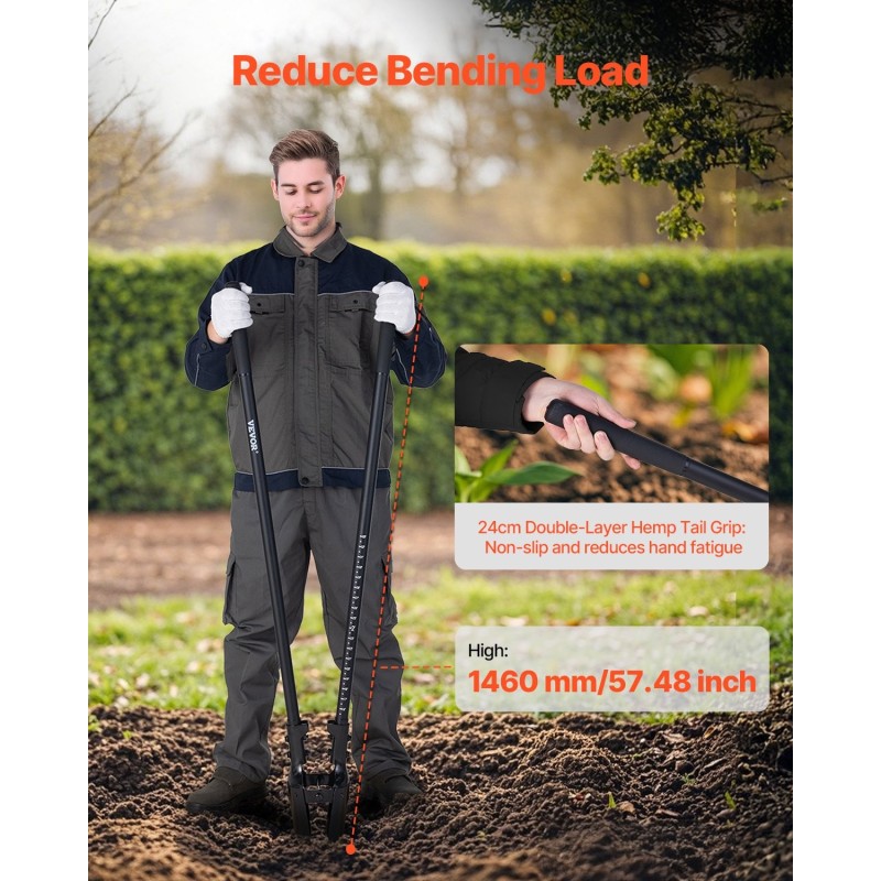 Kuoppaporakone käsikäyttöinen lasikuituvarsi 145 mm halkaisija 1460 mm 50Mn hiiliteräs