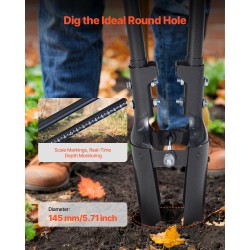 Käsikäyttöinen kuoppakaivuri puutarhaan ja maatilaan 145 mm halkaisija 1460 mm