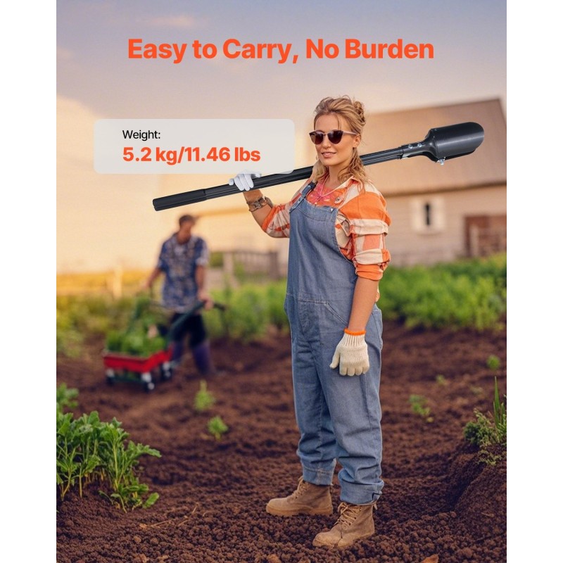 Käsikäyttöinen kuoppakaivuri puutarhaan ja maatilaan 145 mm halkaisija 1460 mm