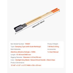 Käsikäyttöinen kuoppapora 110 mm halkaisija 1460 mm pituus puuvarsi 50Mn-terä puutarhaan