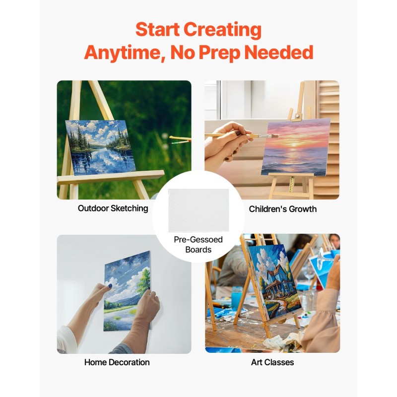 Maalauspohjapaneelisarja 24 kpl 229 x 305 mm esipohjustettu puuvilla MDF taustalevy